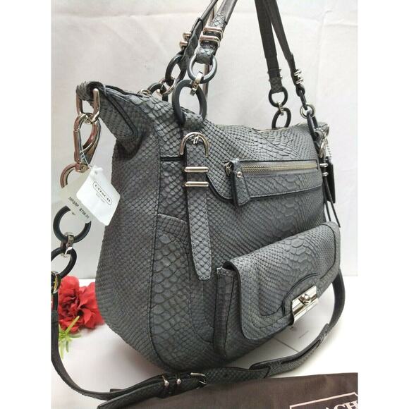 Coach Kristin Gray Leather Python Embossed Limited Edition Satchel Bag -NWT $798 - Picture 2 of 14